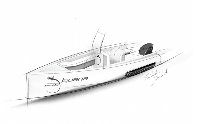 Illustration of an amphibious Iguana boat