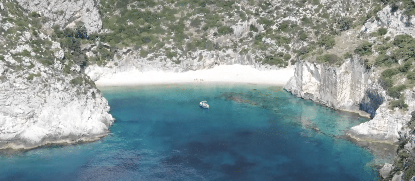 Top shot of an amphibious Iguana boat at sea