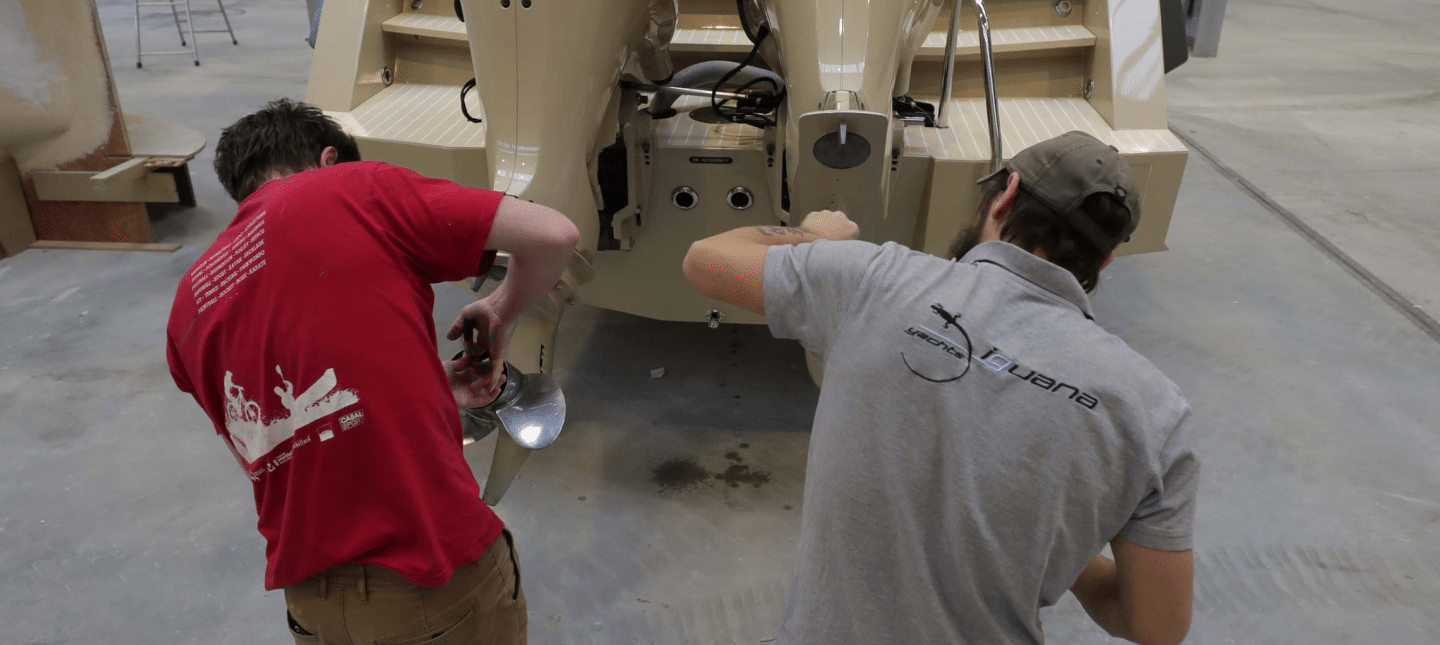 Craftsmen working on the boat