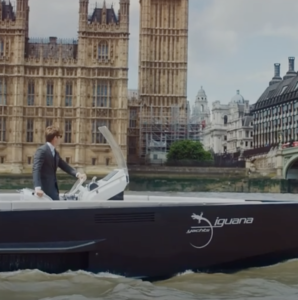 Black amphibious Iguana Original boat at sea in London