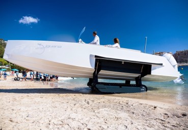 Iguana boat landing on the beach